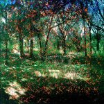Série Jardins infinis - Aube d'azur - Montreux - Technique mixte sur toile - 100 x 100 cm