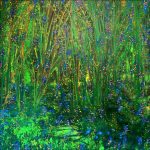 Série Jardins infinis - Aube d'émeraude - Technique mixte sur toile - 100 x 100 cm