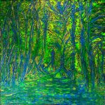 Série Jardins infinis - Dans les forêts du Dählhölzli - Berne - Technique mixte sur toile - 100 x 100 cm